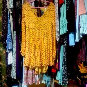 New !! Free people floral long sleeve mini dress large